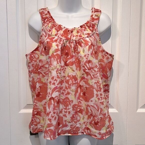 Loft Ann Taylor Sleeveless Floral Print Cotton Top Size LP - Picture 1 of 11